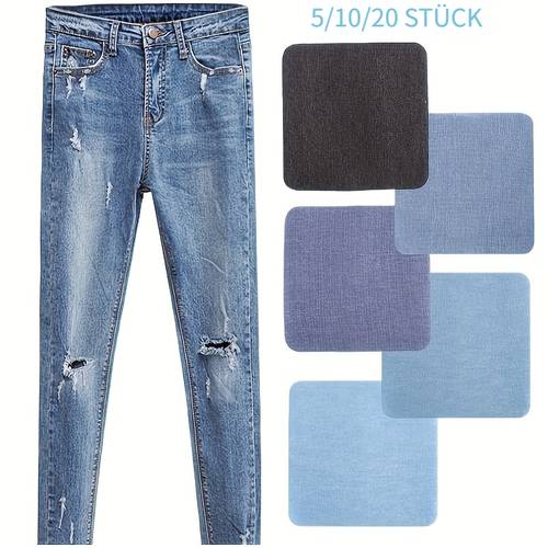 5/10/20 stück aufkleber, , einfach zu verwendende premium spandex jeans reparatur patches, sortierte farben von blauen jeans und kleidung reparatur deko set, aufbügelform reparatur patches (zufällige mehrere farben)