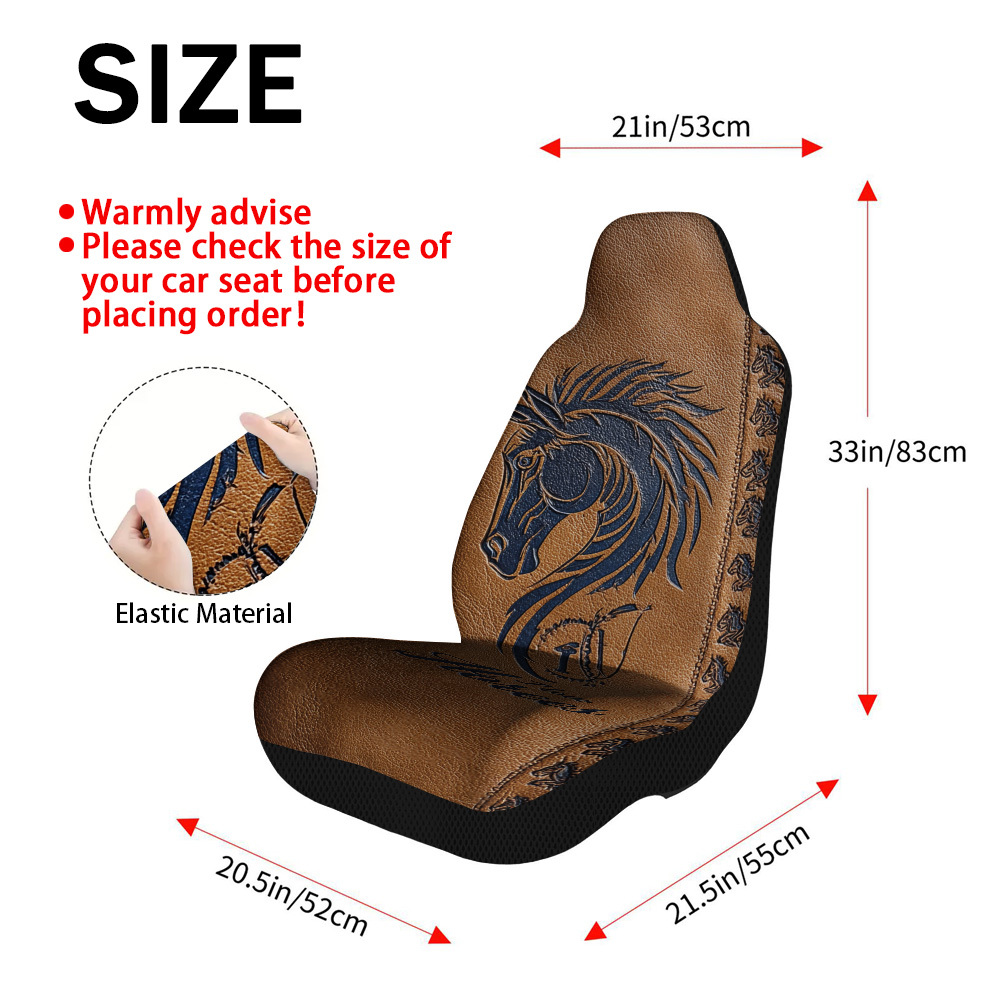 TEMU 2pcs, Cute Horse Silhouette Print Front Seat Covers For Cars, , Durable And Washable, To Decorate Your Car