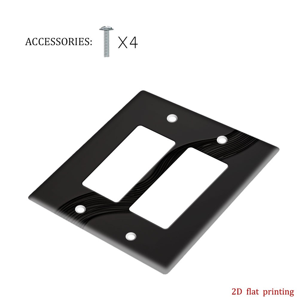 TEMU 1pc [Impression Plate 2D] Plaque de Commutation Décorative Ondulée Noire, Plaque d'Art pour Décoration Intérieure, Pas de Câblage , Compatible