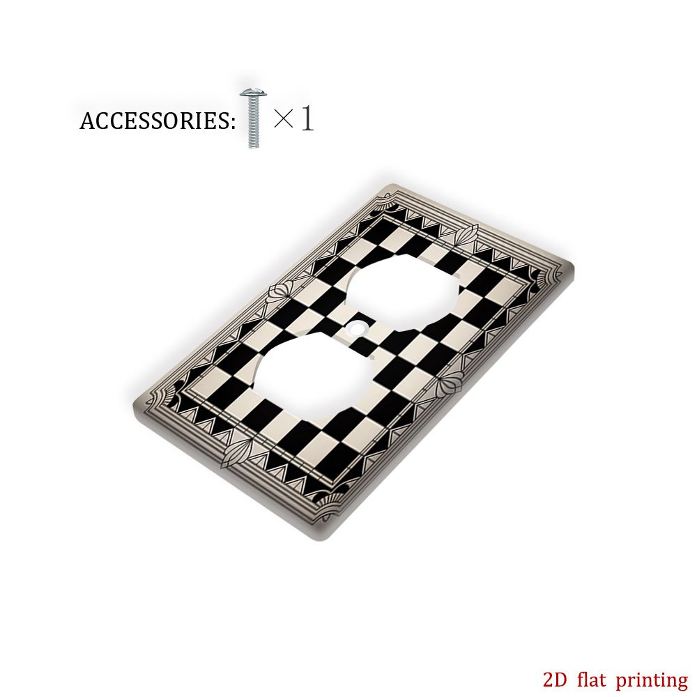 TEMU 1pc Plaque de Couverture d'Interrupteur à Carreaux - Plaque Décorative Rétro Carrée avec Motif , Panneau Plat Facile à Nettoyer pour Maison,