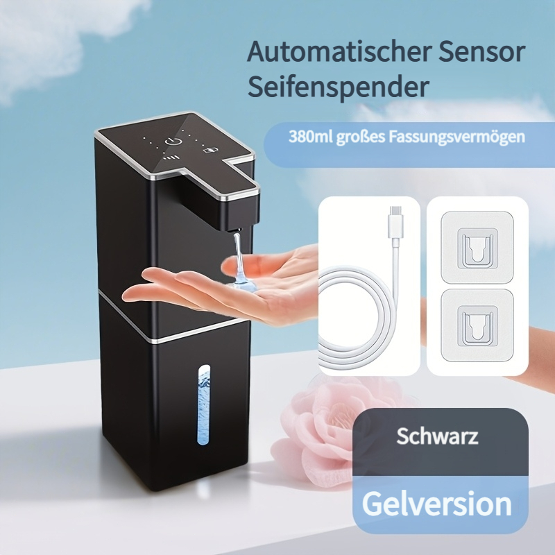 Amyzavls Seifenspender Automatisch,380ml Elektrischer Wandmontage Beruehrungsloser Automatische Seifenspenderusb Wiederaufladbar Mit Infrarot Bewegungssensor Fuer Badkueche Buero