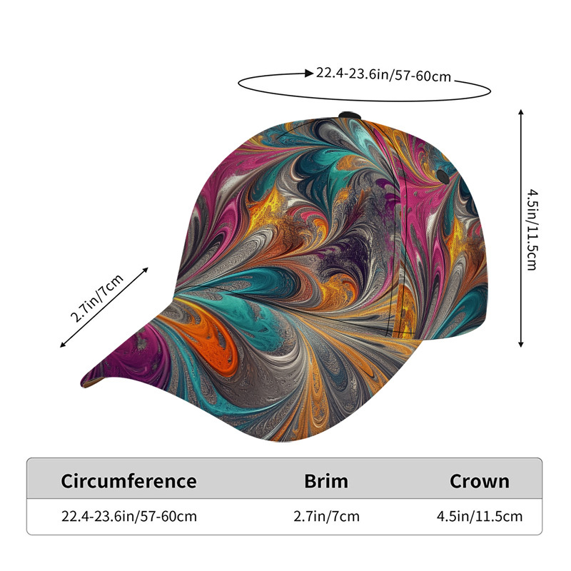 TEMU 1pc Colorful Print Classic Baseball - Lightweight Duckbill Hat, Adjustable Design For Daily Wear, Ideal For Traveling