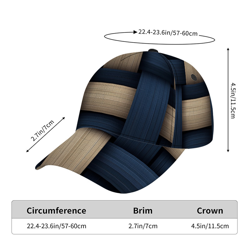 TEMU 1 casquette de baseball avec un imprimé de design géométrique imbriqué - un chapeau à bec de canard ajustable, léger, parfait pour décontractées