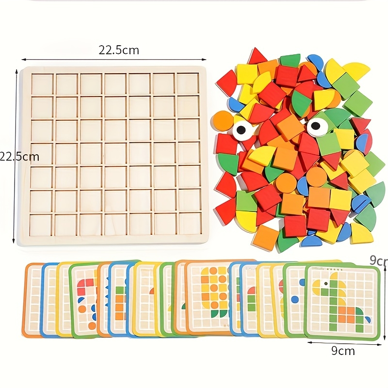 Image of Wooden Mosaic 3d Building Blocks 3d Puzzle Color Recognition Puzzle Game Wooden 120pcs Mosaic Creative Puzzle Kindergarten Puzzle Area Materials Puzzle Toys Halloween, Christmas, Thanksgiving Gifts