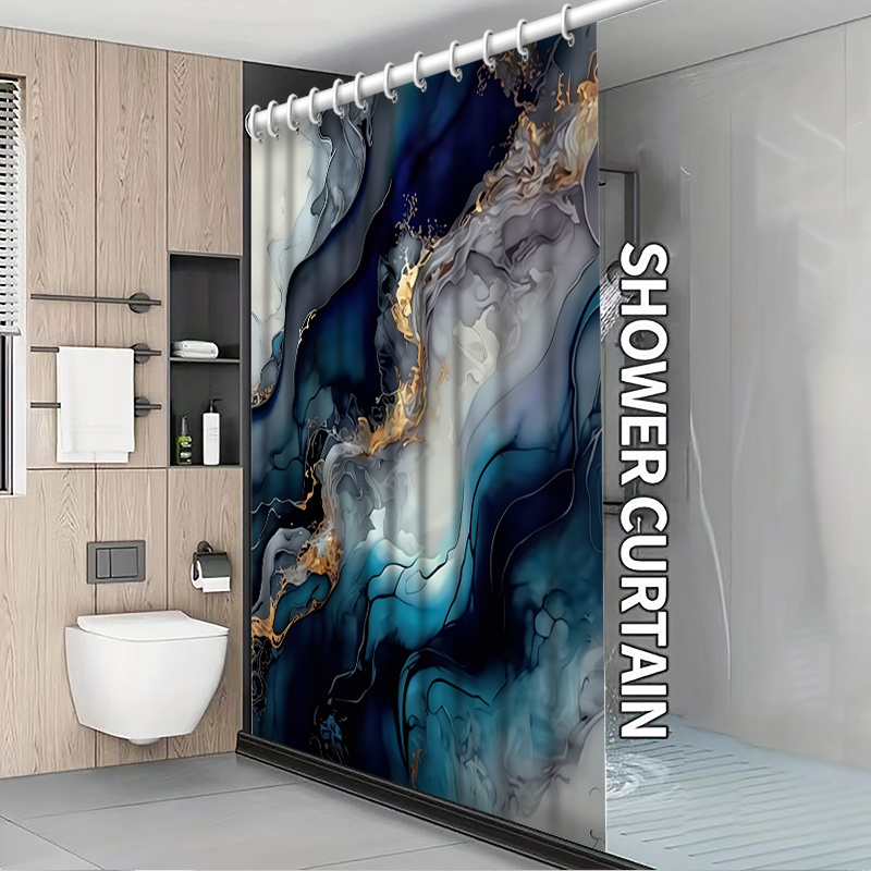 cortina de ducha con diseño      ,   y dorado, 2d  , [impresión en   2d], material de poliéster lavable a máquina, diseño artístico de animales, decoración para el hogar, elegante separador de baño, tela  