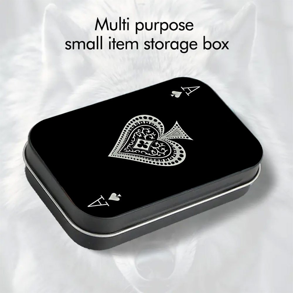 TEMU 1 Retro Metal Tin Box - Hinged Lid With Print, Mini Rectangular Storage Tin For Playing Cards, Beads, Earrings - Durable Iron Storage Case,