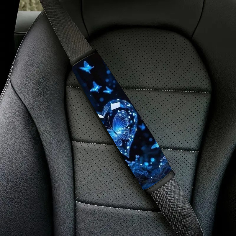 TEMU 1pz Cuscinetti per cinture di a forma di cuore con , accessori per interni auto, supporti per spalle morbidi e , essenziali per viaggi lunghi e