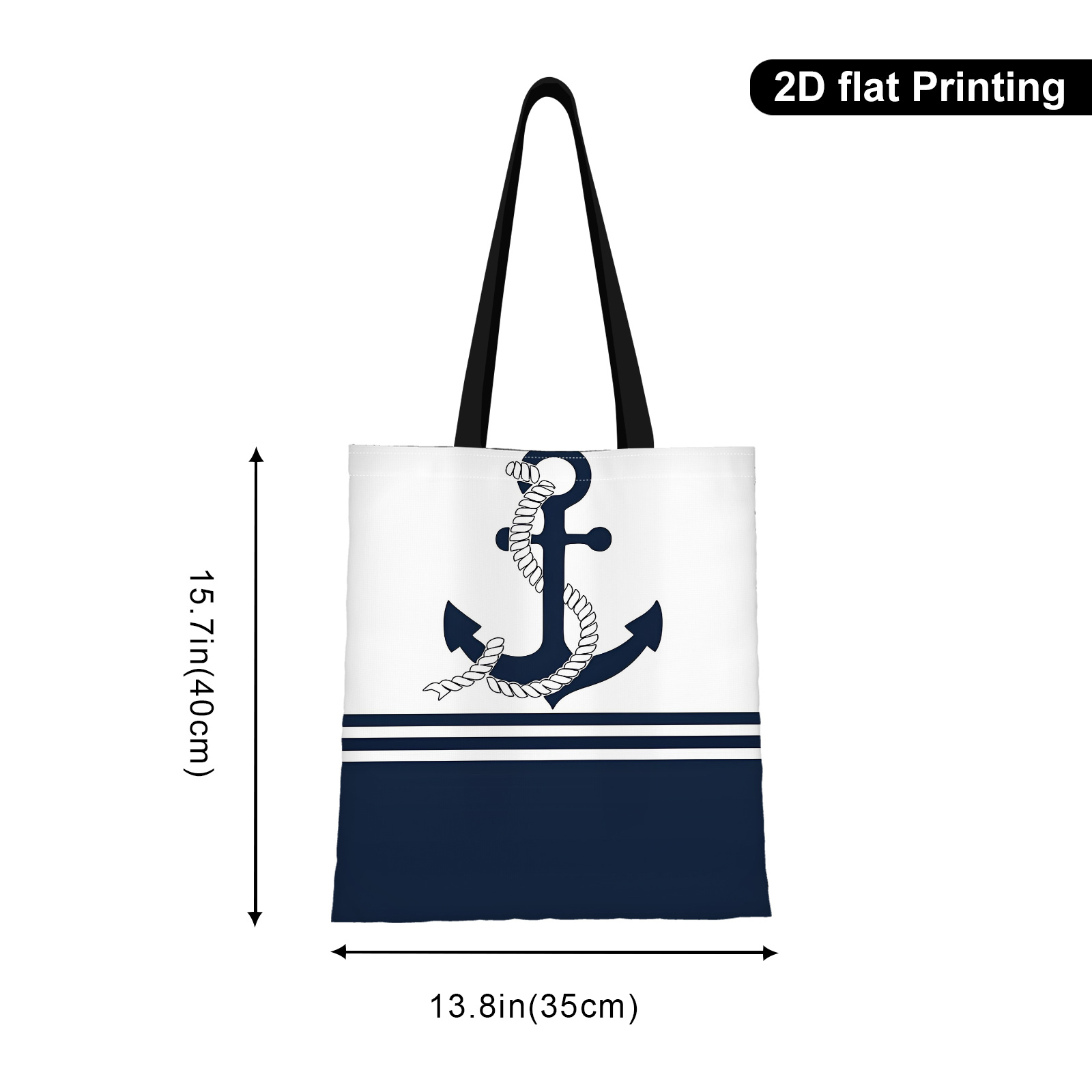 TEMU Shoulder Bag With A Nautical Design Featuring An Anchor And Marine , Outdoor Activities And Shopping. It Has A , Sturdy Handle, And Is Ideal For