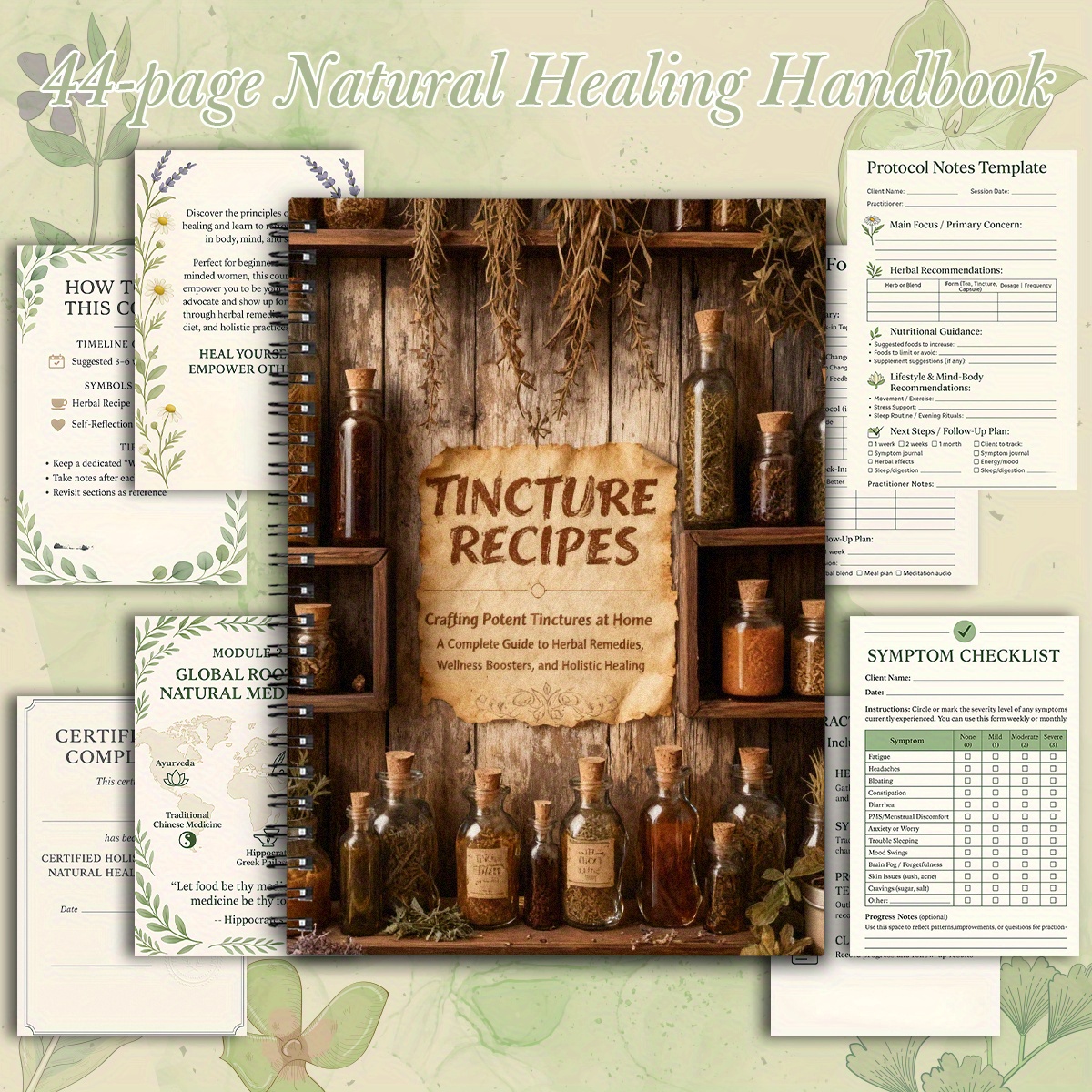 TEMU 1pc Portable Herbal Medicine Book: Guide With Tear-out Pages - Retro Plant Remedies Reference, Personalizable For Care, Ideal Gift For