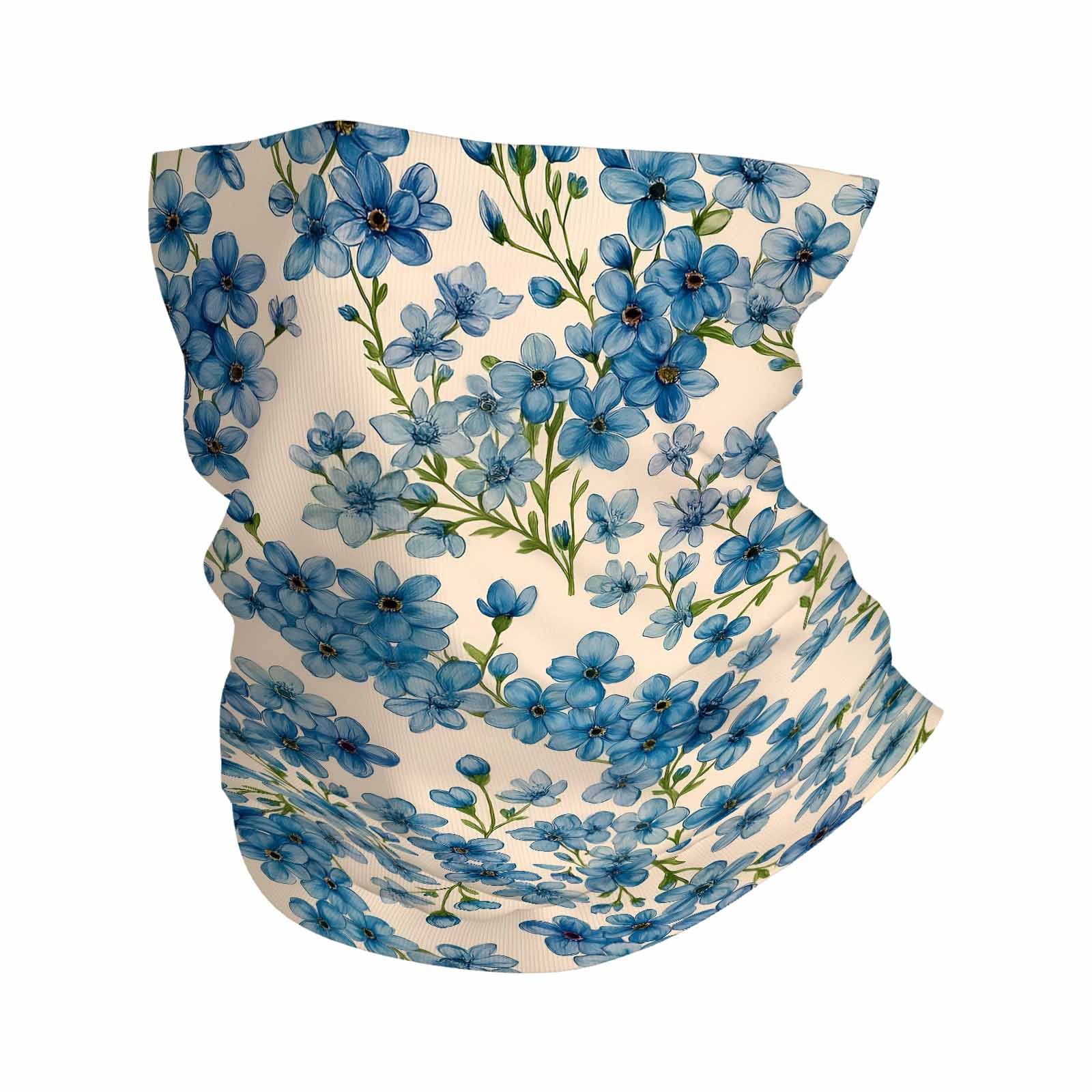 TEMU Blue Floral Pattern, Hand-drawn Style, Repeating Design Design Multi-functional Print Scarf Suitable For Outdoor Men Women Unisex Mask Holiday