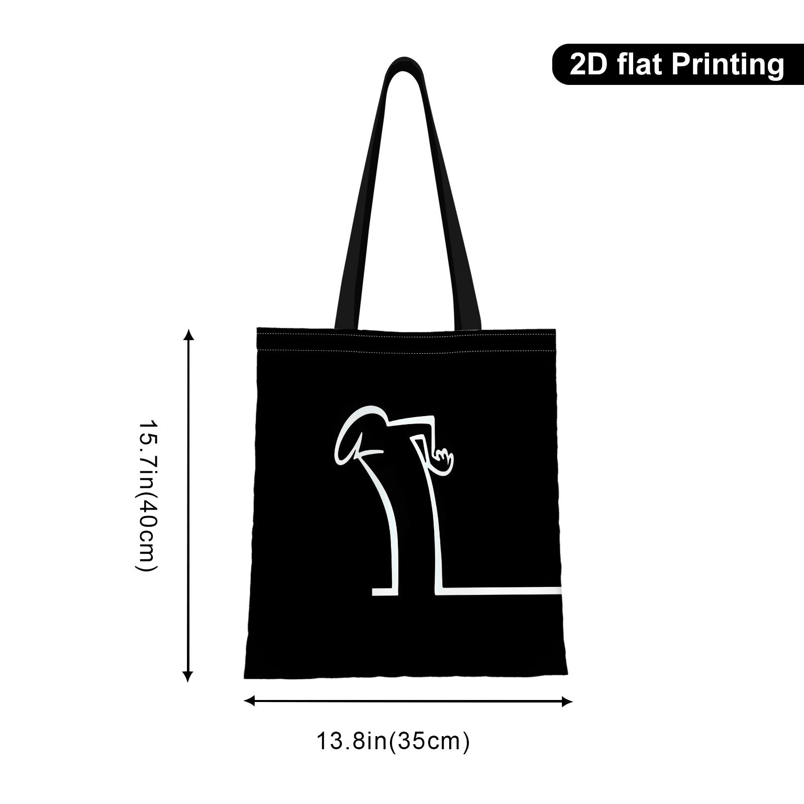 TEMU 1 Person, , Black Background Print Shoulder Bag, Suitable For Outdoor And Shopping, | Durable Handle, Cute Tote Bag, Family Gatherings, Holiday