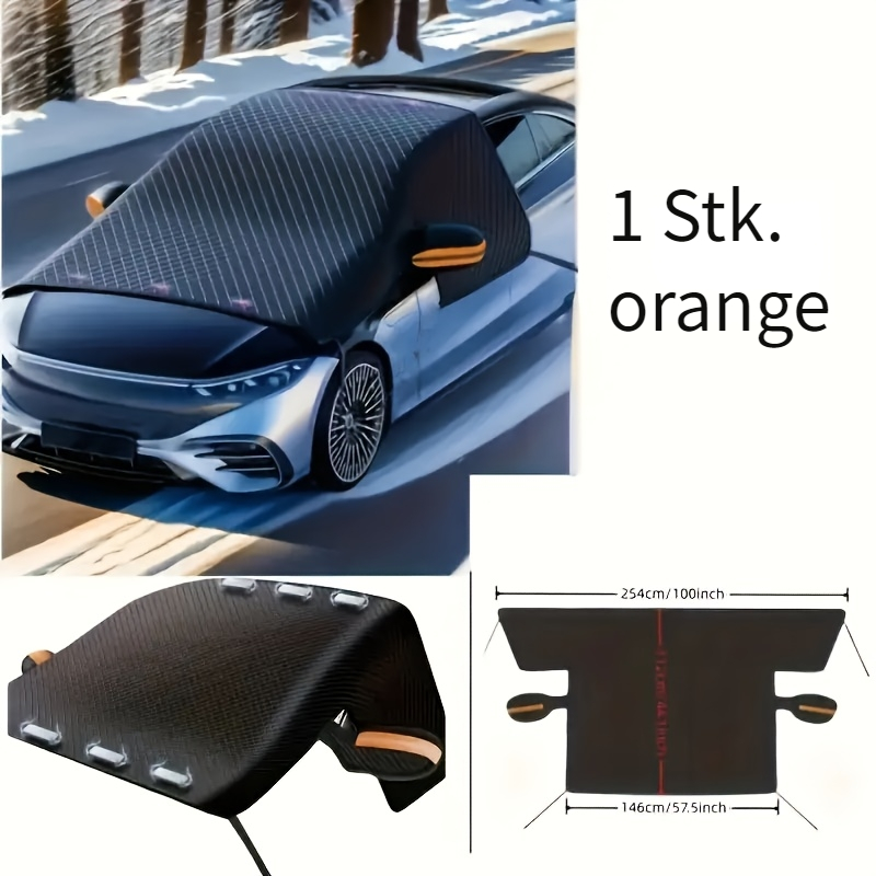 TEMU Car Magnetic Snow Shield Winter Extended Enlarged Vehicle Snow Cover Windshield Half Cover Car Cover Oxford Cloth