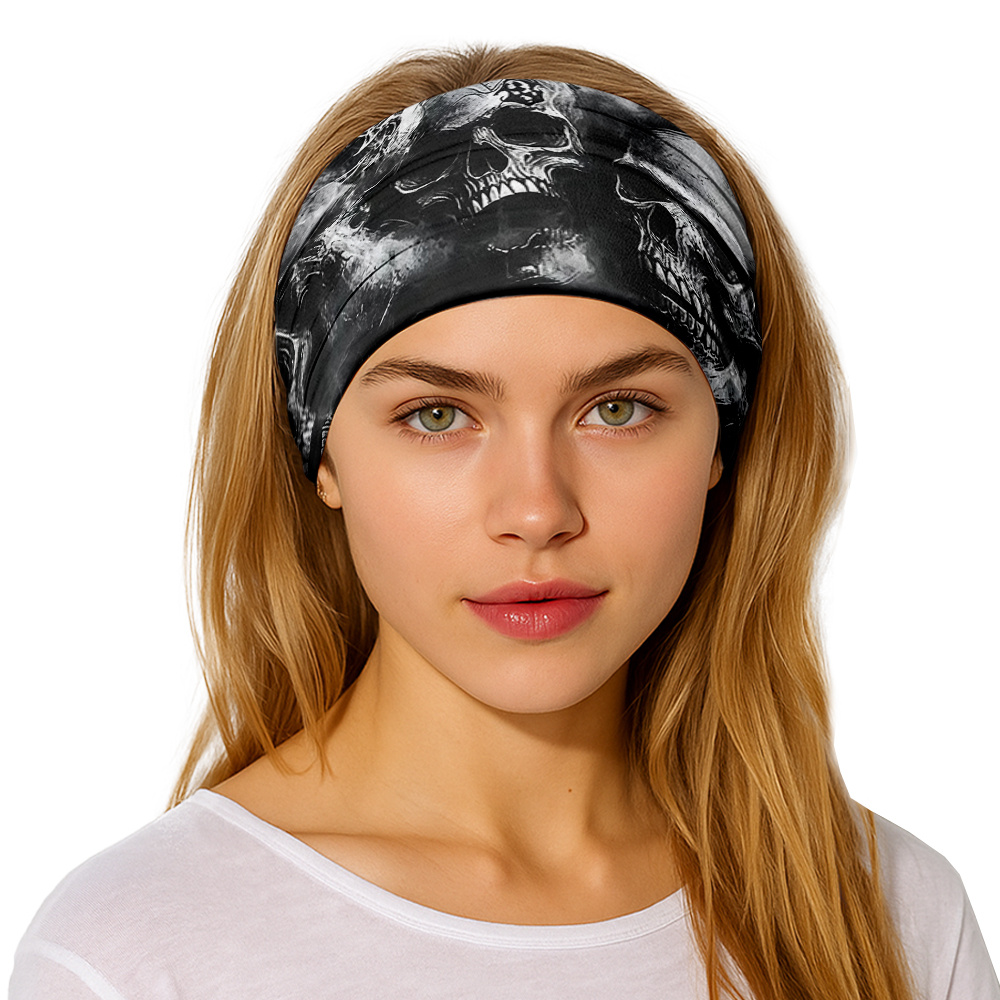 Image of 1pc Men' & Women' Breathable Sweat-wicking Wide Headband With Elastic Skull- Band - Soft Knotted Hair For Yoga, Running, Cycling - Suitable For Gym, Outdoor Activities, Wear