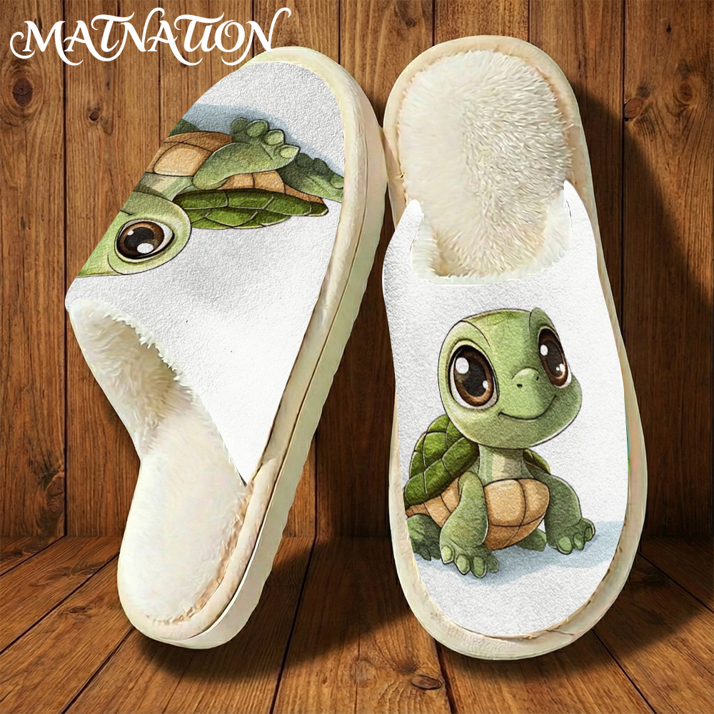 TEMU 1 Pair Cozy House Slippers With Turtle Print, Soft Indoor Shoes For Men Women, , Perfect Gift For Pet Lovers