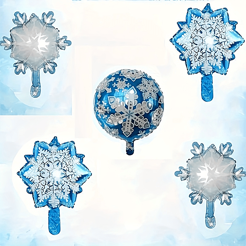 Image of 5pcs Snowflake Balloon Christmas Snowflake Balloon Birthday Party Carnival Christmas New Year Party Decoration Supplies For Christmas, Halloween