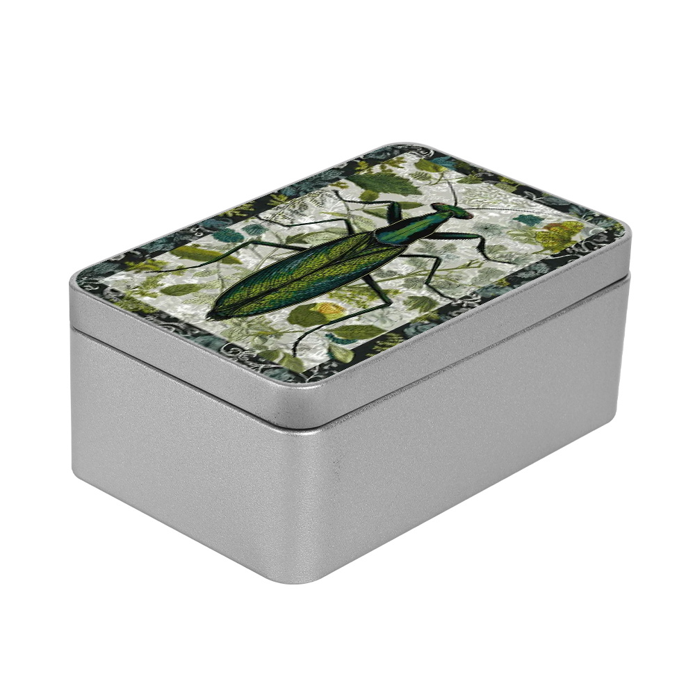 TEMU 1pc Iron Storage Box, Card Storage Box With Insect - Leaf Pattern, Small Items Organizer, Card Holder Tin Case For Trading Cards, Game Cards,