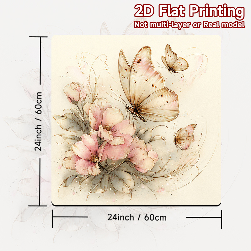 TEMU 1pc, Flat 2d Design, Flying Over Pastel Flowers, 100% Durable Mat, For Protecting Top Of Washing Machine And Dryer, As Laundry Dust Cover,