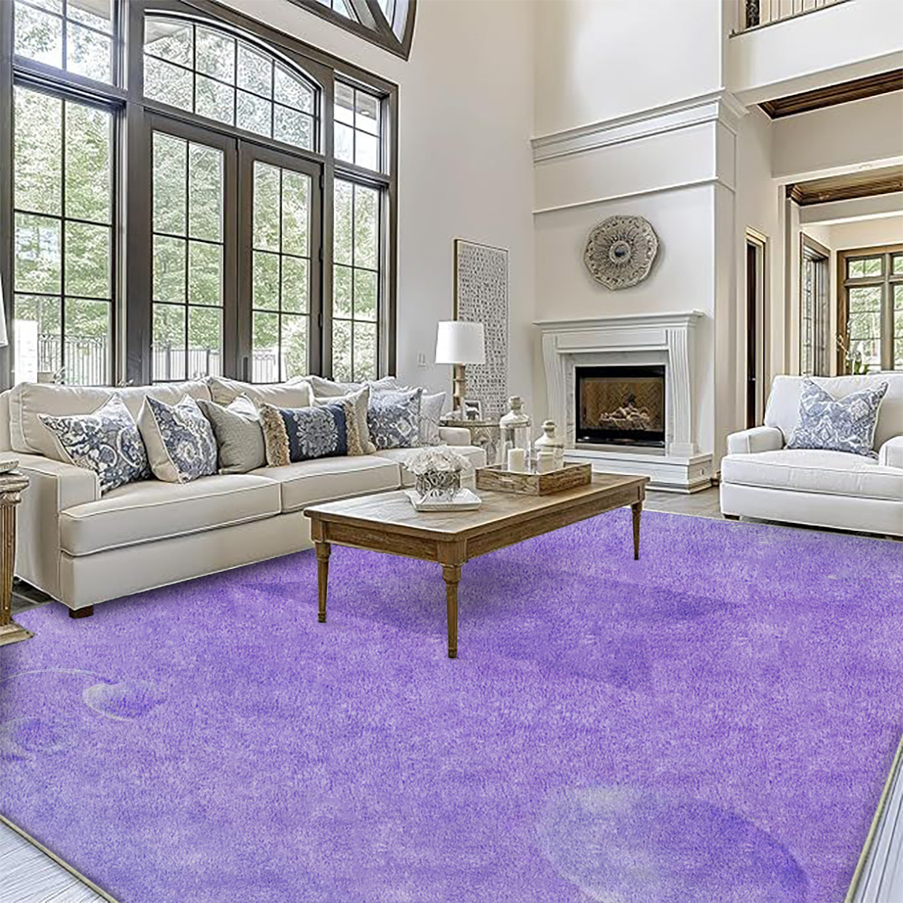 velvet material anti slip plastic backing soft and fluffy rug suitable for living room bedroom kitchen purple gradient geometric music element rug rectangular lightweight   vintage design