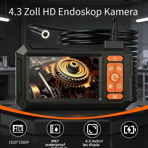Industrielle Endoskop-Kamera, 8mm 1080P 4,3 Zoll IPS Bildschirm Endoskop Inspektions Kamera IP67 wasserdichte Digitale Tragbare Rohrs Ch Langen Kamera mit 8 LED-Leuchten für Auto Industrielle Endoskop-Kamera, 8mm 1080P 4,3 Zoll IPS Bildschirm Endoskop Inspektions Kamera IP67 wasserdichte Digitale Tragbare Rohrs Ch Langen Kamera mit 8 LED-Leuchten für Auto