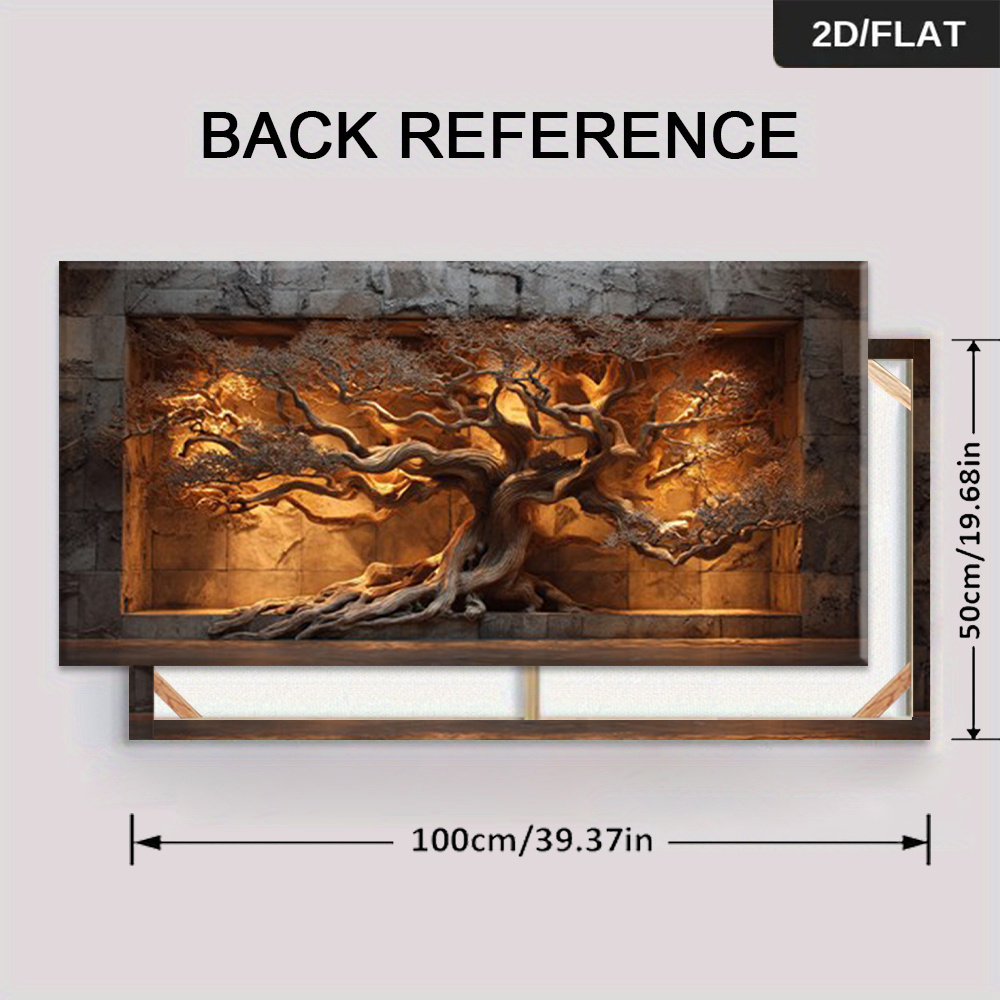 TEMU sur toile encadré 1 pièce, plat 2D, arbre ancien moderne - Affiche d'art mural mystérieuse avec torsadées, niche en adaptée pour , affiche
