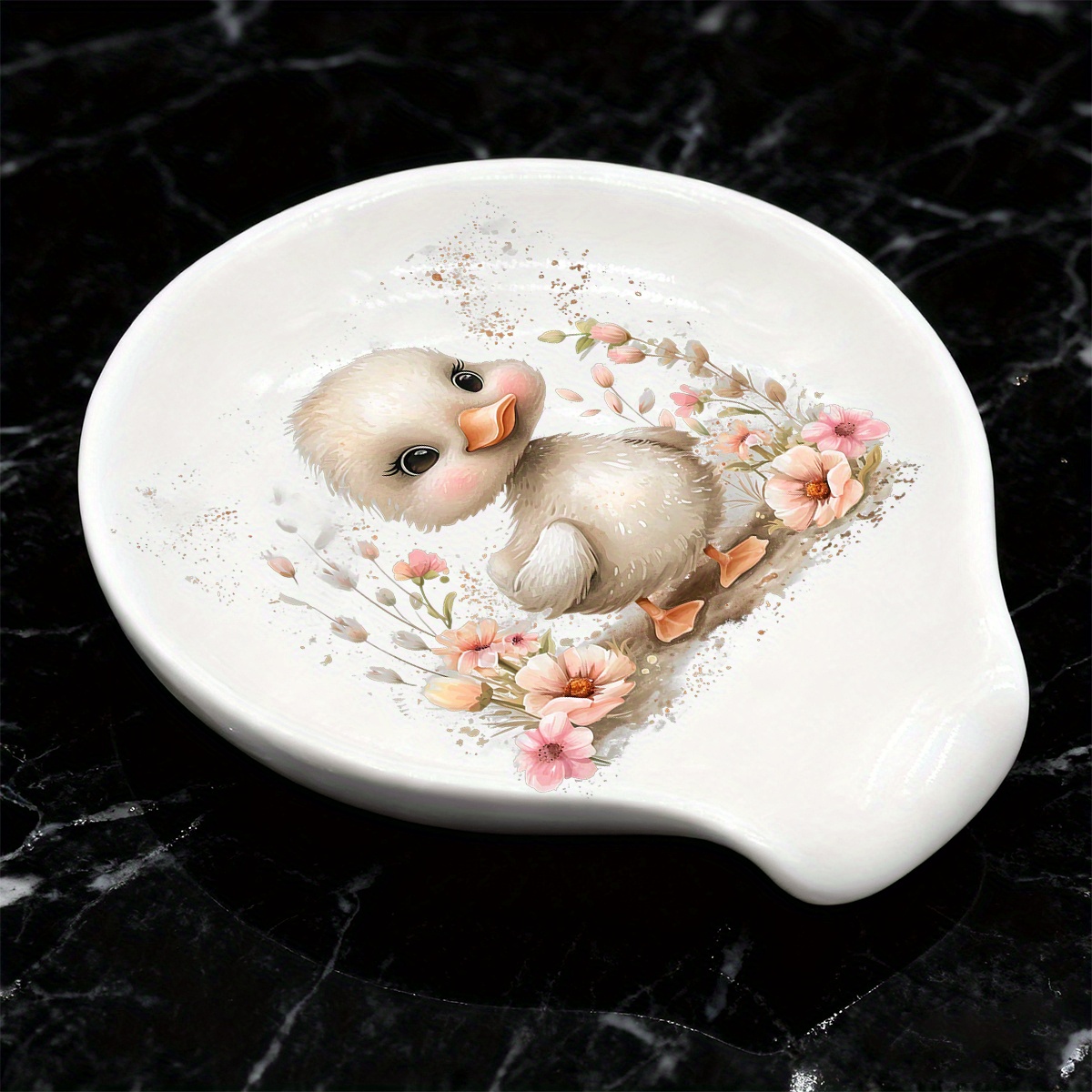 TEMU 1pc Spoon Rest Ceramic Kitchen Utensil Holder Easter Countertop Decor Spring Inspired Cooking Accessory Spoonrest Egg Bunny Spoon Rest Counter,