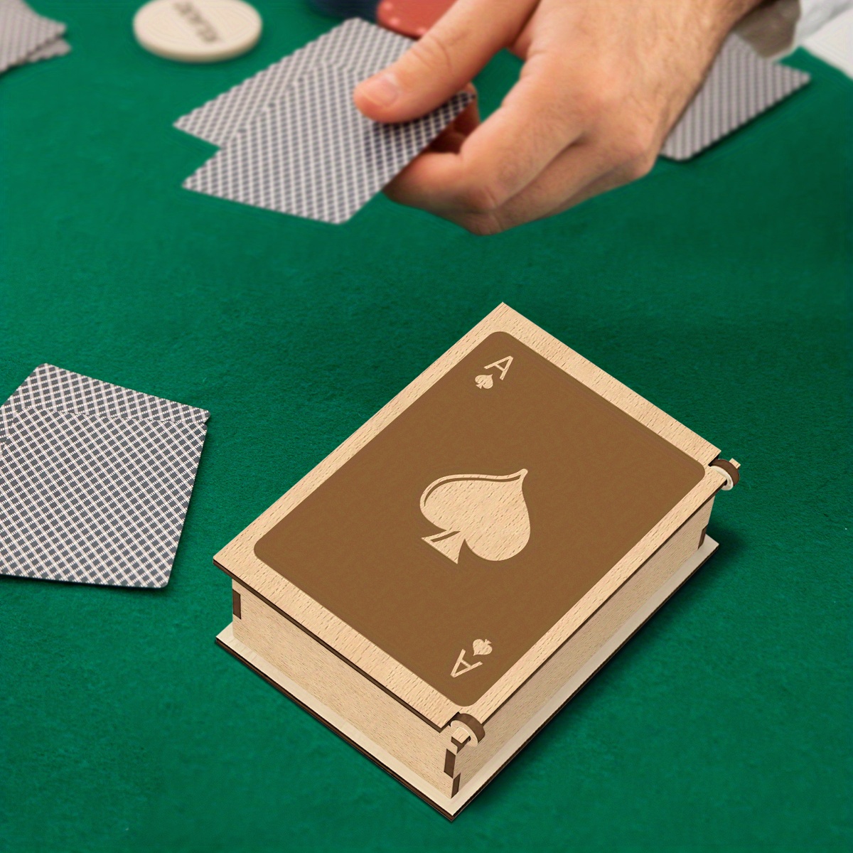 Emfogoo Deck Box Aus Holz – Karten-Organizer In Schwarz – Für Sammelkarten & Kartenspiele