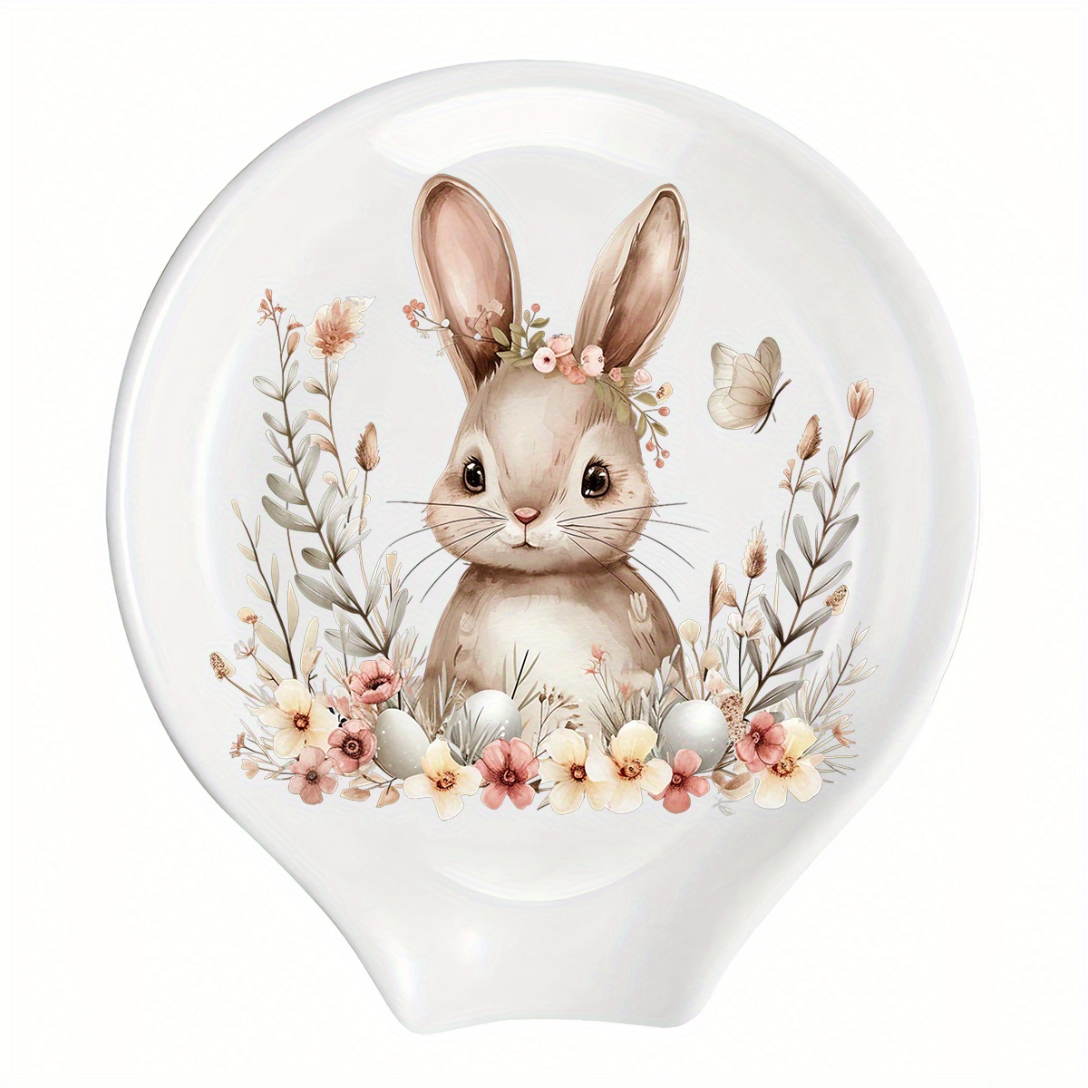 1pc Spoon Rest Ceramic Kitchen Utensil Holder Easter Countertop Decor Spring Inspired Cooking Accessory Spoonrest Egg Bunny Spoon Rest Counter, Spatula, Ladles, Forks Coffee Spoon