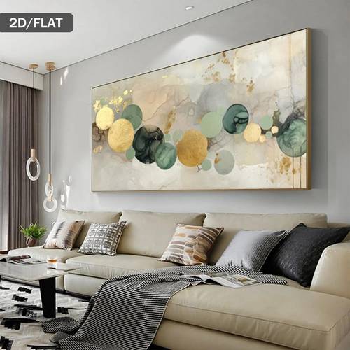 2d flat 2d flat 2d flat painting 1pc modern abstract frameless canvas art with green accents wall art neutral tones suitable for living room wall decor size 31 49 x 62 99 inches 80 x 160 cm