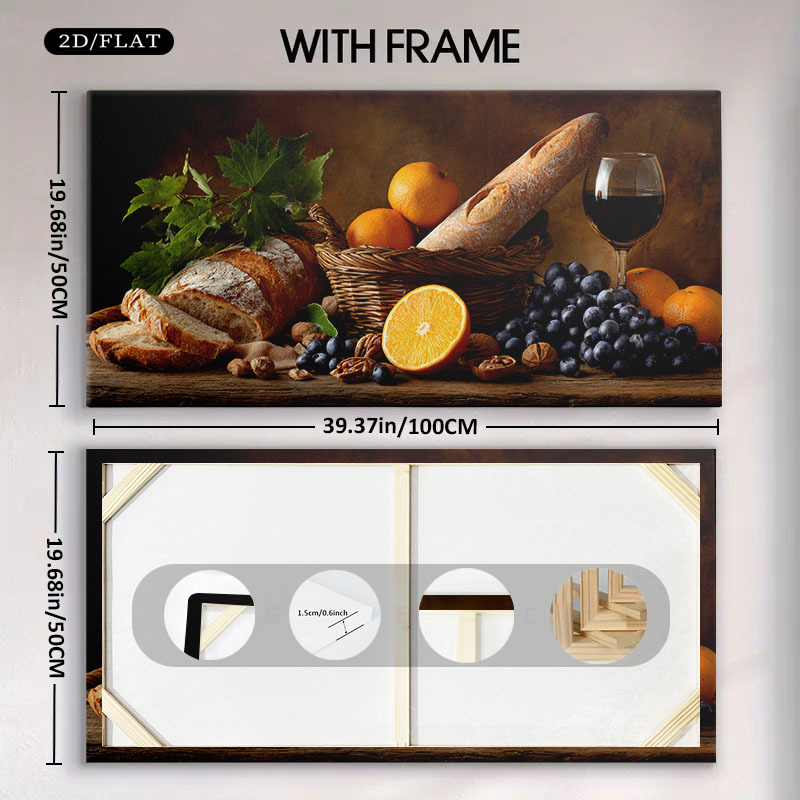 TEMU 2d Flat, 2d Flat, 1pc Framed Modern Artwork Measuring 19.68 By 39.37 Inches Or 50 By 100 Centimeters, Ideal For Decorating Living Rooms And