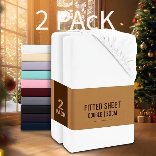 2er-pack spannbetttücher, 30 cm saum, hypoallergen, atmungsaktiv, für schlafzimmer, wohnheime gästezimmer, maschinenwaschbar, elastische ecken, ganzjahres , bettbezug nicht enthalten, weihnachts- neujahrsgeschenk