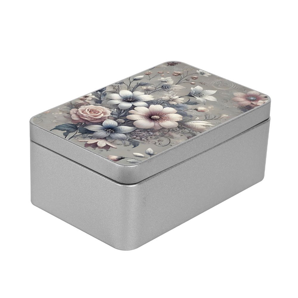 TEMU 1 Boîte de rangement en fer | Boîte de rangement pour cartes avec un design floral élégant, Boîte en tôle portable pour cartes, Organisateur de