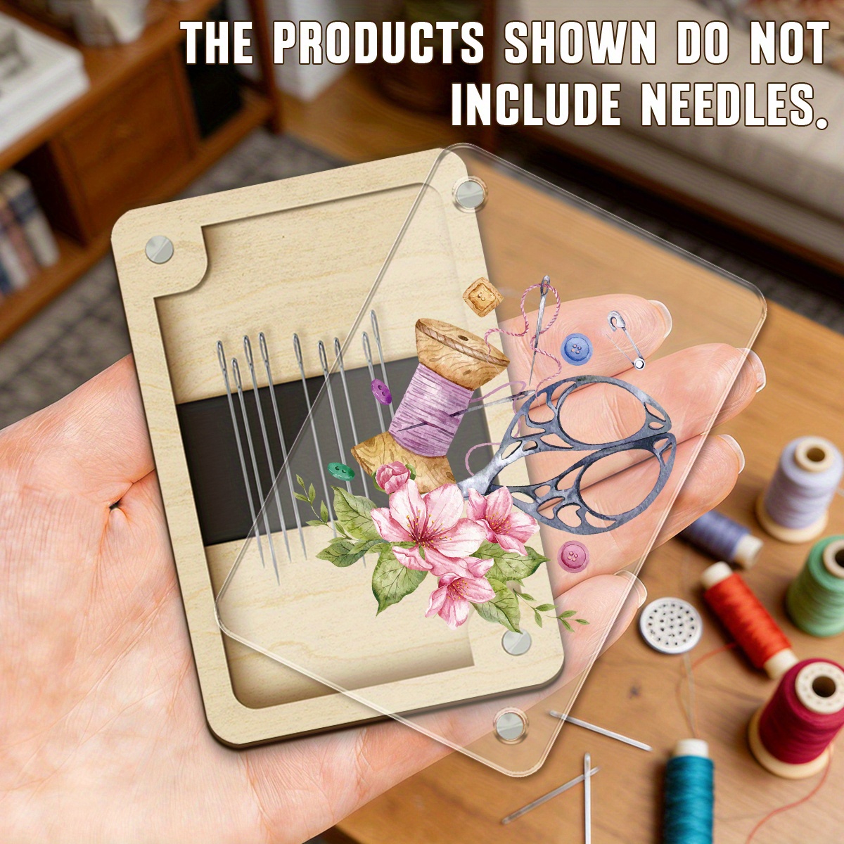 TEMU 1-set Magnetic Needle And Storage Box With Transparent Lid - Spring And Sewing-themed Needle Holder, For Sewing Enthusiasts, And