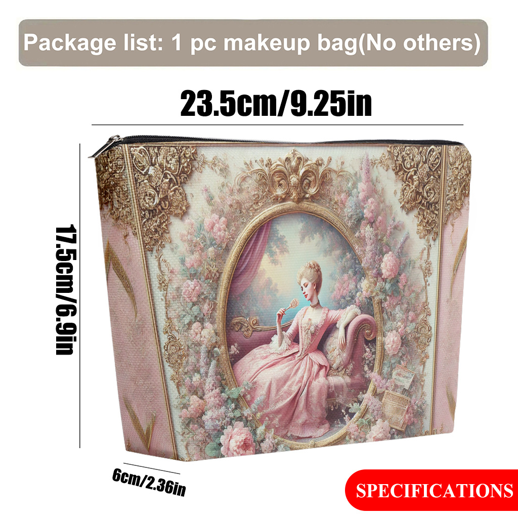 E-shop Kosmetiktasche ., Anmutige Dame unter Rosen Leinen-Make-up-Tasche, faltbare & tragbare Kulturtasche, Reißverschluss, für Männer & Frauen,