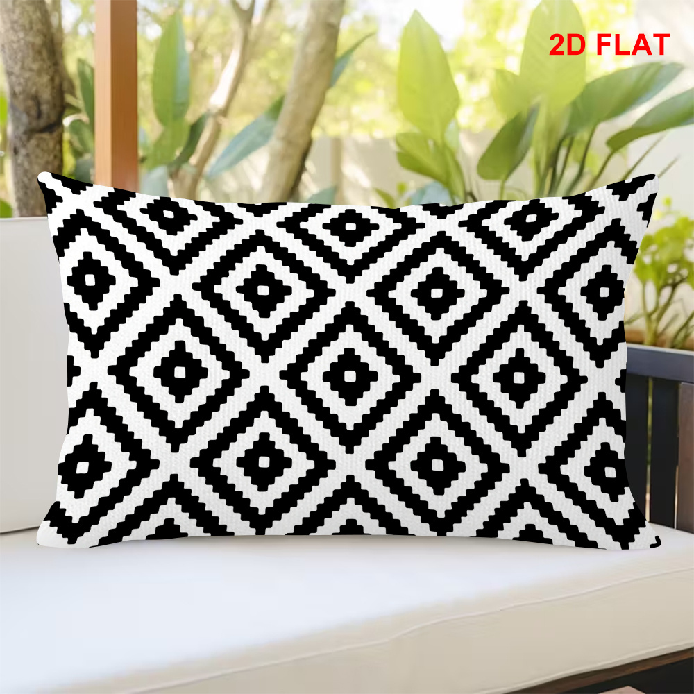 TEMU 2d Flat - Single-sided Printed Vintage Cushion Covers With Geometric Patterns, Perfect For Indoor And Bedroom Decor. Insert Not Included