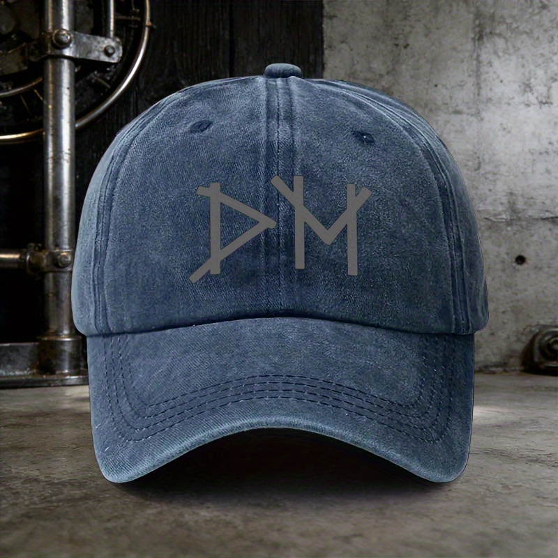 TEMU A Stylish Printed Washed Baseball Cap Featuring 'dm', In Colors For Men And Women, Making It A Perfect Gift For Weddings, Parties, And Birthdays