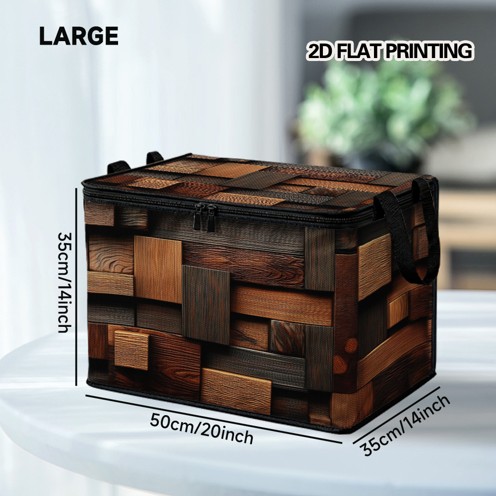 TEMU Impression plate 2D, 1pc, de rangement avec couvercle et revêtement mural en bois rustique, Disponible en différentes tailles, Idéal pour le