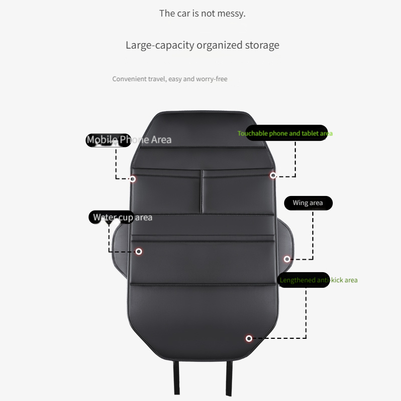Car Seat Back Organizer Faux Leather Material Rear Anti-Kick Easy Clean Multifunctional Storage, Multi-Color Optional