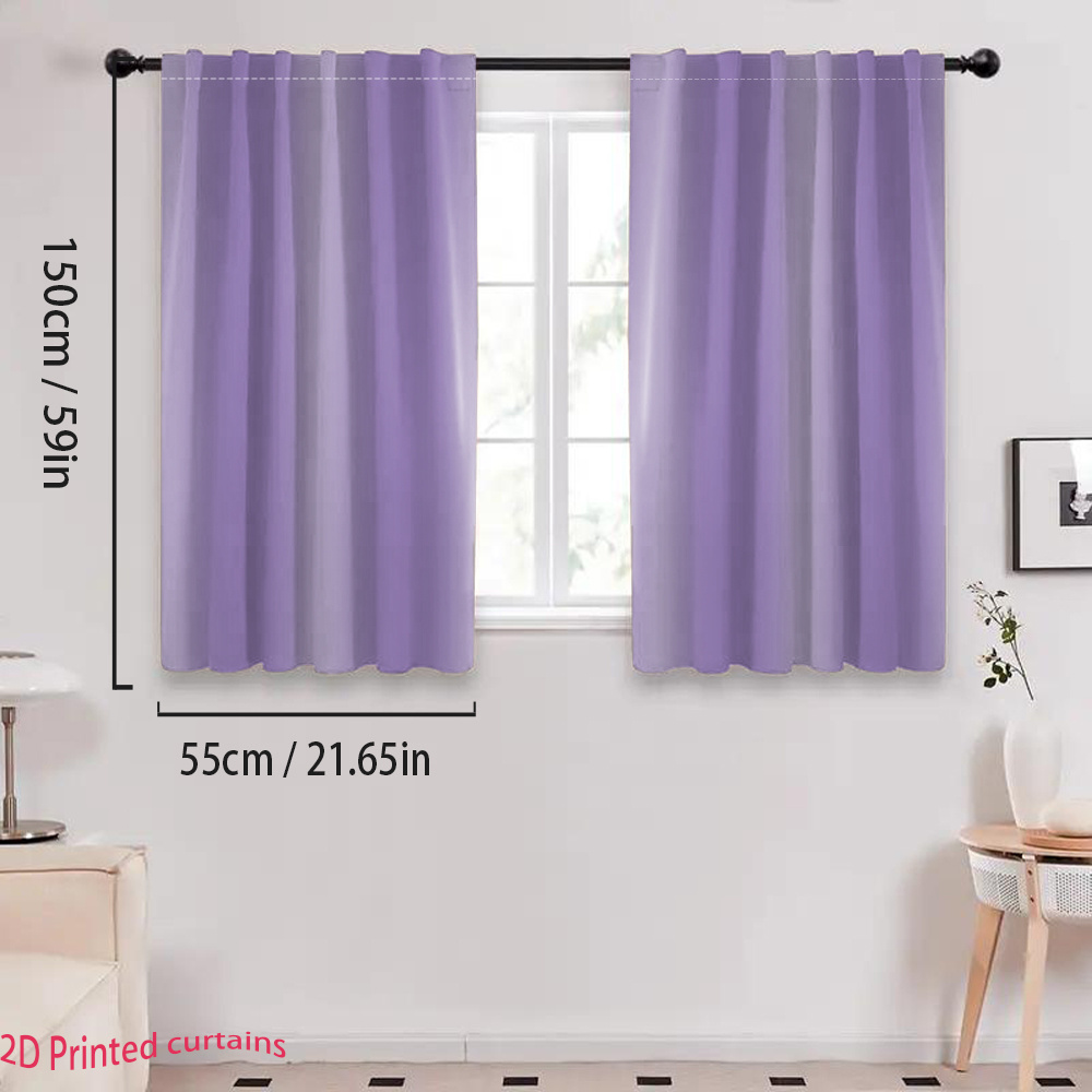 TEMU 2pcs Light Purple Striped Pattern Decorative Curtains, Rod Pocket Window, Semi-transparent Suitable For Bedroom And Living Room, Home Holiday