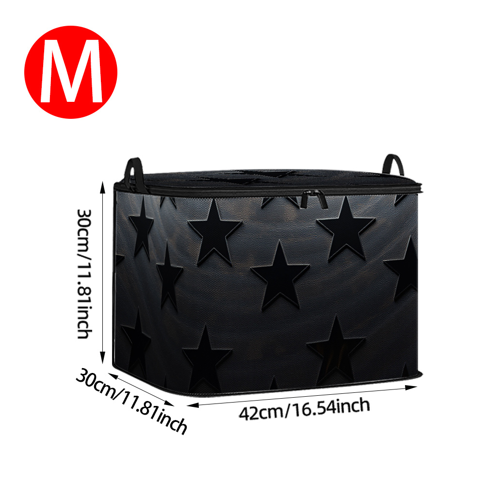 TEMU 1pc Of A Starry Print Storage Box Designed For Organizing Blankets, Quilts, And Clothing. It Features A Durable Zipper And Is An Ideal Gift For