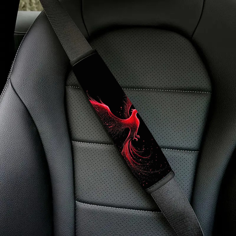 TEMU 1pc Phoenix Car Seat Belt Shoulder Pads, Fashionable Car Interior Additions. Soft And Comfy Driving Aids Are For Long And Car Models, Serving As