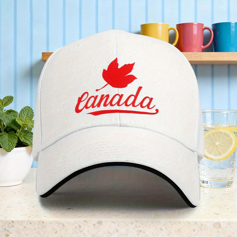 TEMU 1 Casquette de baseball imprimée feuille d'érable canadienne, chapeau de soleil unisexe facile pour l'extérieur, au Canada, cadeau idéal pour