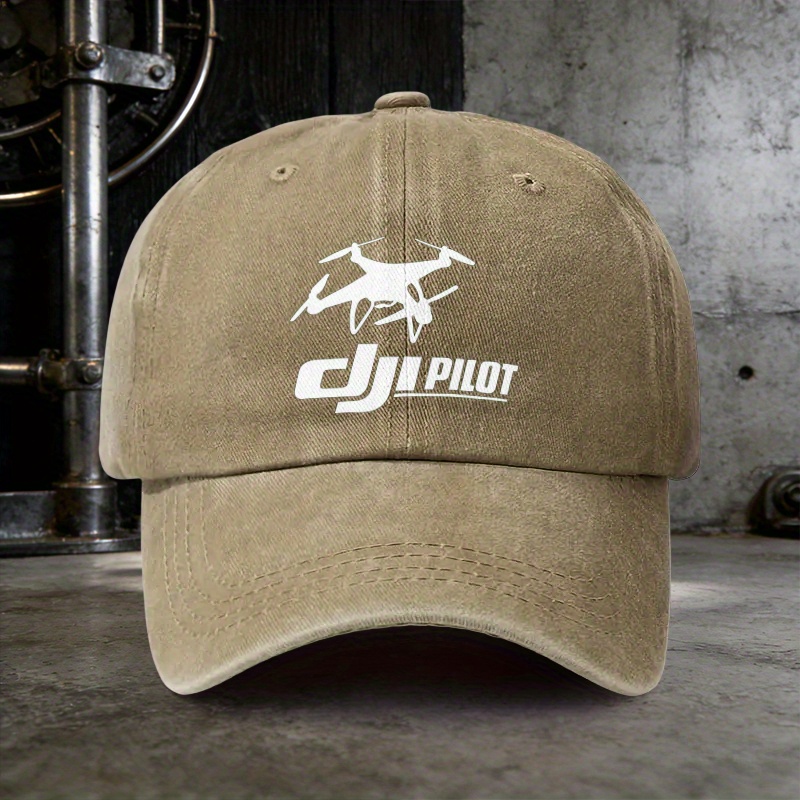 TEMU 1pc, Fashion Printed Washed Baseball Cap With "dji Pilot" Design, Unisex Options, Ideal Gift For Weddings, Parties, Birthdays, Drone Enthusiast