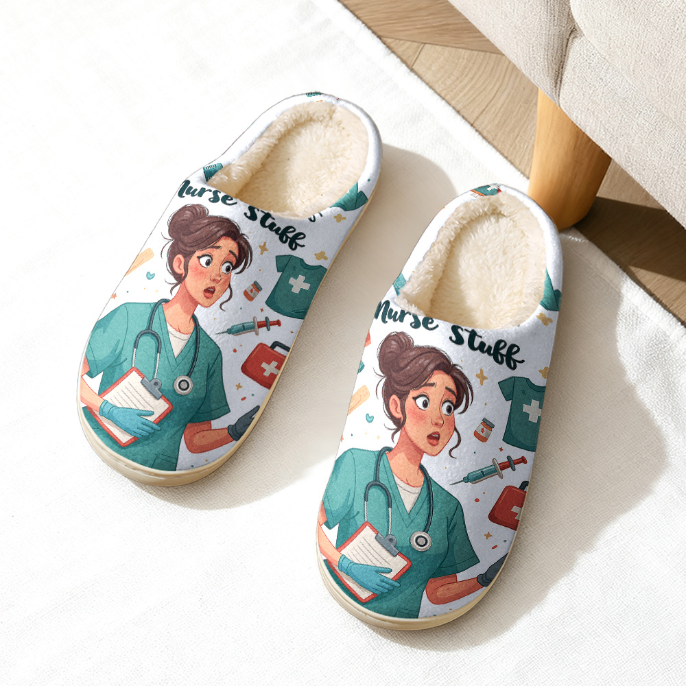 TEMU 1 Pair Nurse Themed Slippers - & Stethoscope, Non-slip Tpr Sole, Soft For All- Indoor/outdoor - Unisex For Suitable For Home, Hospital, Nursing