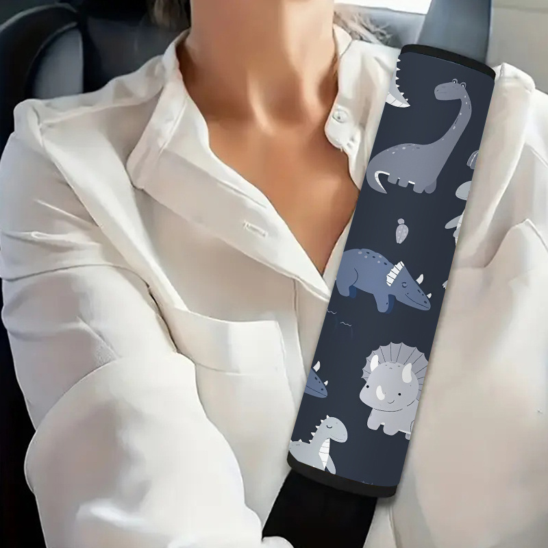 TEMU 1pc Dinosaur-themed Seat Belt Cover, Adorable Design, Padding Straps For Any Vehicle, Polyester Fiber Shoulder Strap Cover, Car Interior