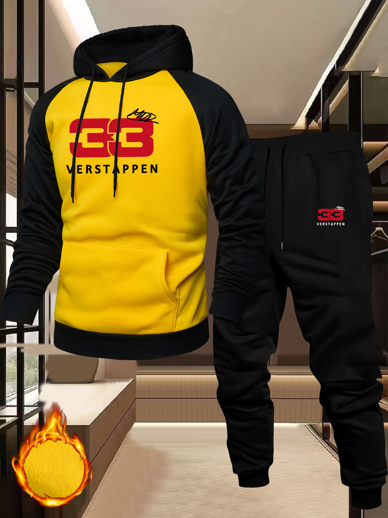 Heren casual sportieve hoodie met raglanmouwen en Verstappen-patroon