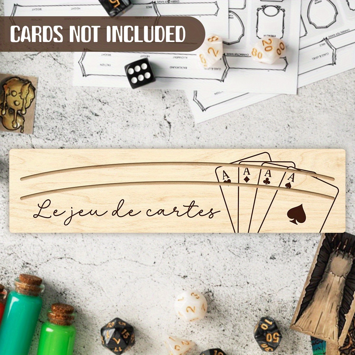 TEMU Base porta carte in legno 1 pz, supporto per carte, adatta per giochi da festa, design -sbirciano, utilizzo con per mazzi da poker e serate di