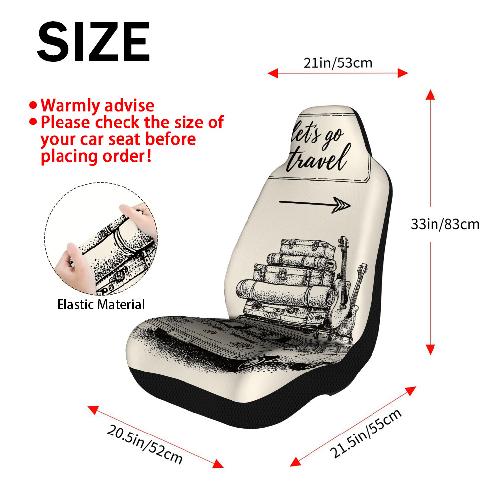TEMU Impresión , juego de dos, fundas para asientos delanteros estilo furgoneta de de viaje contemporáneo, un regalo ideal para los que viajan ,
