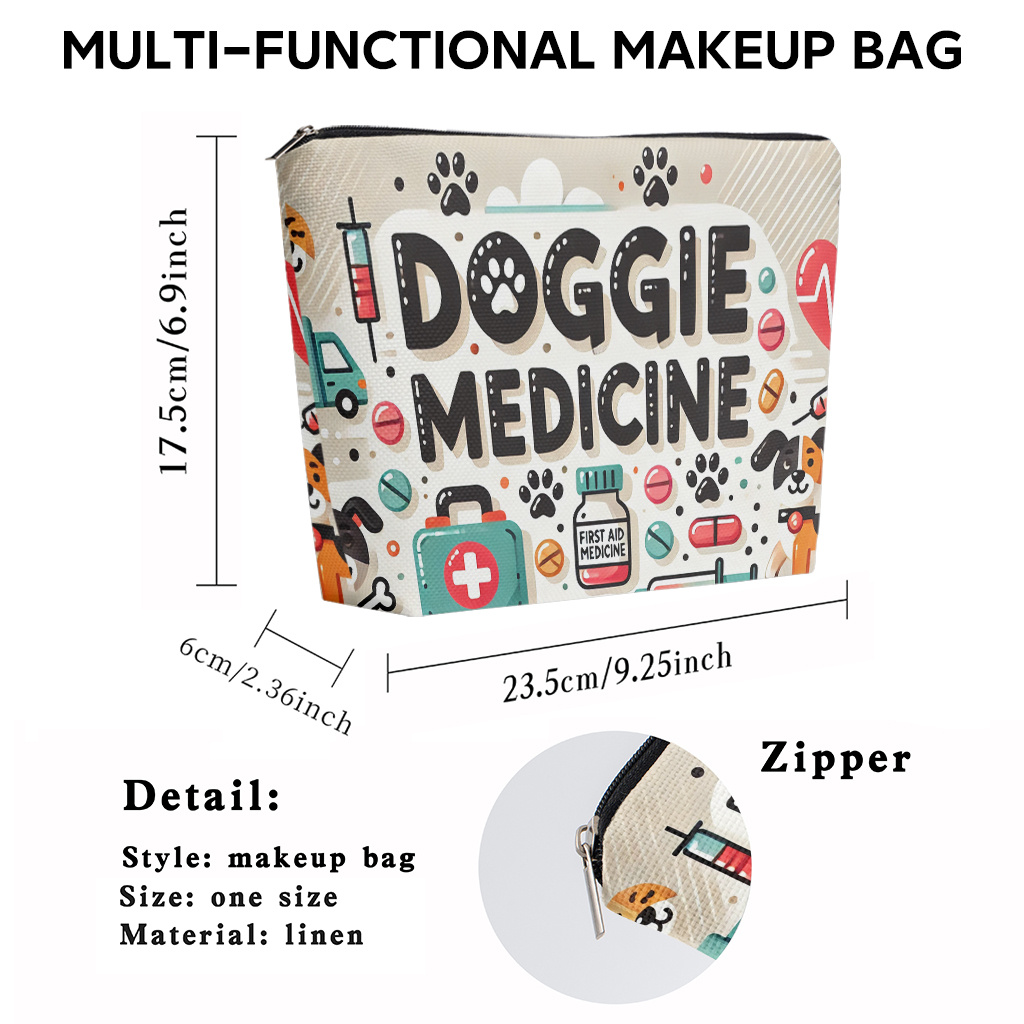 E-shop Kosmetiktasche ., Hunde-Erste-Hilfe-Artikel Leinen-Make-up-Tasche, stilvoll langlebig, Reise-Kosmetikbeutel, multifunktionale Kulturtasche,