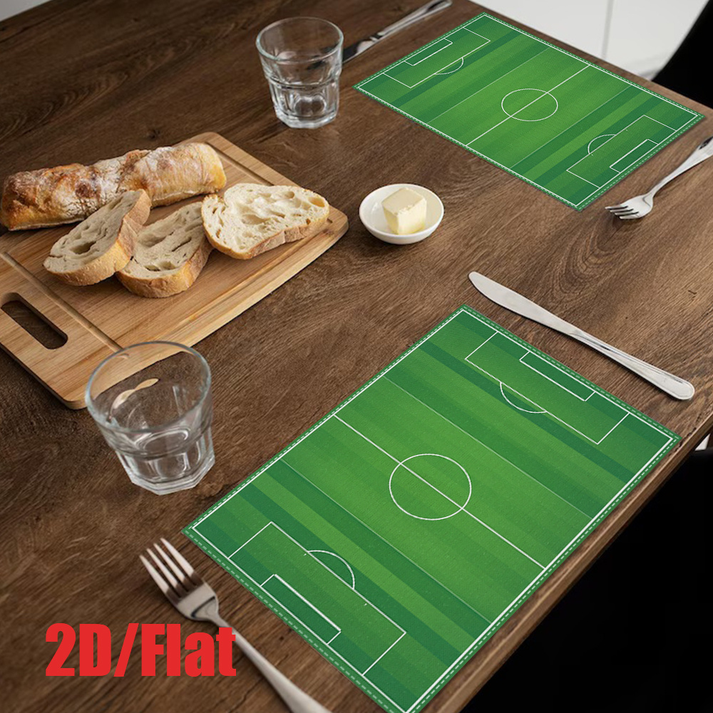 TEMU Flat, 2d Placemats, Measuring 12 By 18 Inches And Designed Like A Football Field With Green Grass And , Are Perfect For Heat Resistance, Slip