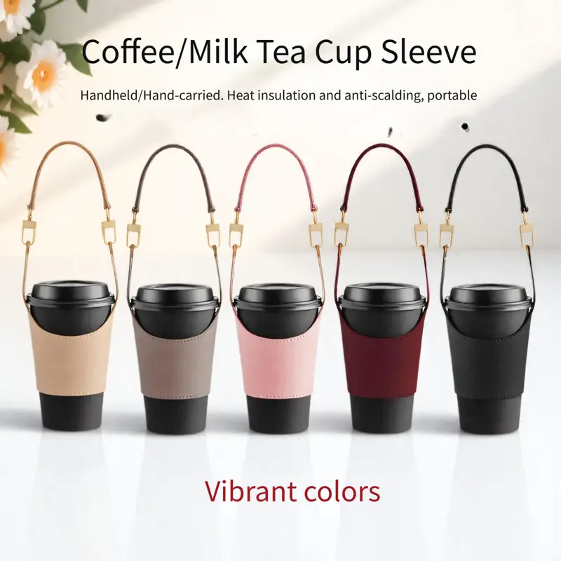 For 300/500/750ml Adjustable Portable Coffee Cup Cover Red Travel Accessory